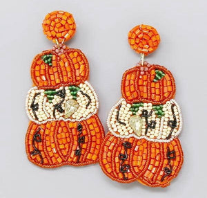 Pumpkin Patch Beaded Earrings